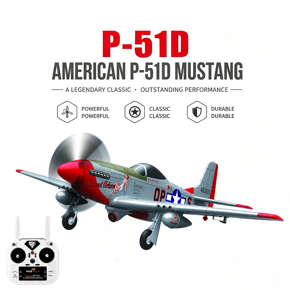 

MF-P51D RC Mustang Fighter Jet 2.4G Brushless Low Battery Reminder Six-Axis Gyroscope Fixed-Wing Remote Control Aircraft Gift