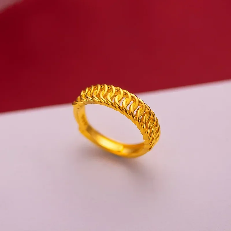 Real 100% Pure Adjustable 999 Gold Color Couple Twist Ring for Lover Accessories Fine Jewelry Oro 999 Better Couple Rings Gift