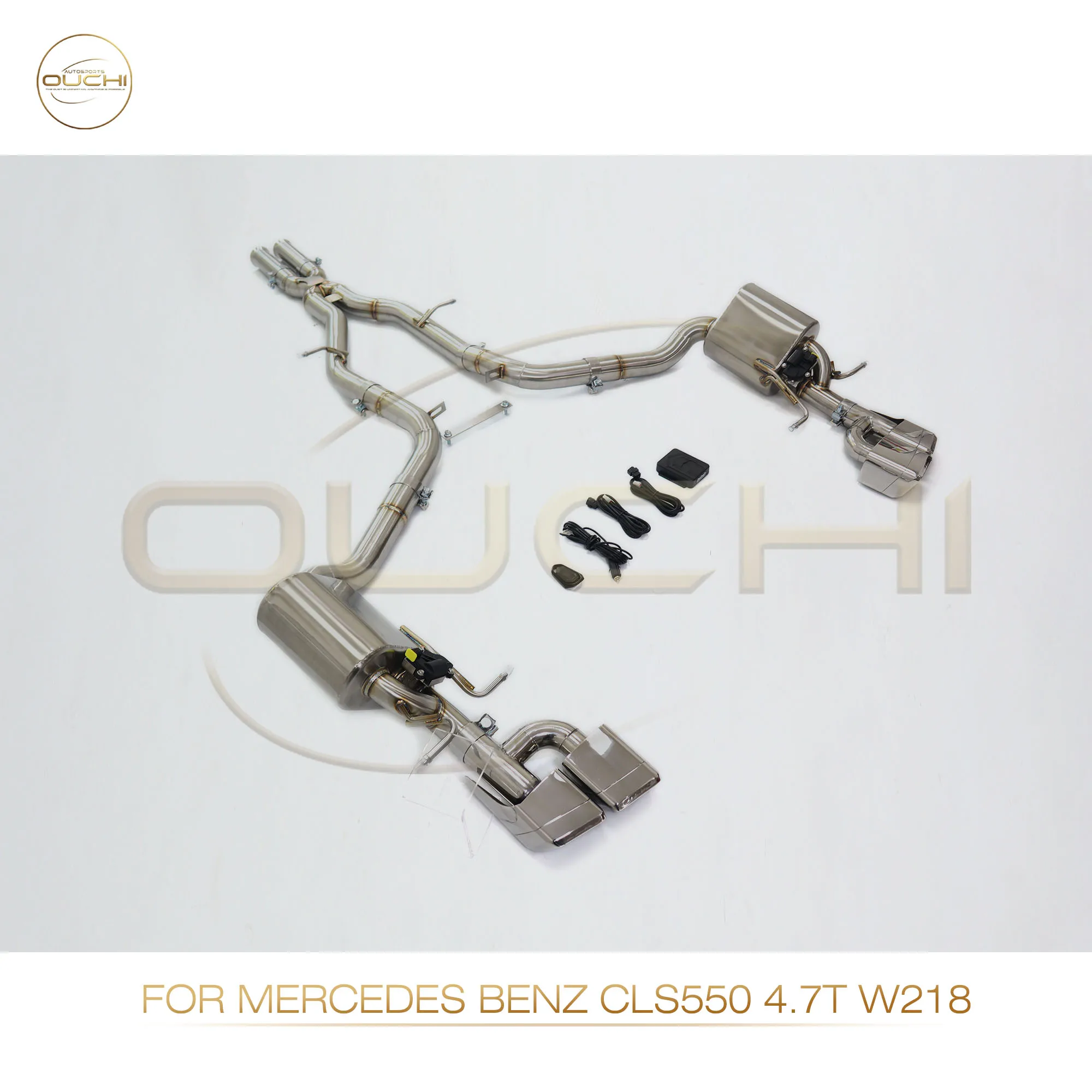

OUCHI For Mercedes benz CLS550 5.5T W218 Stainless Steel Catback Exhaust Dual Slash Cut Tips Deep Sport Sound