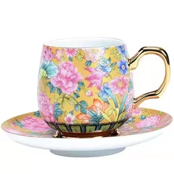 European Ceramic Coffee Mug Saucer Beautifully Painted Mug Tea Tea Cup Afternoon High-end Tea Accessories Home Latte Cup Gifts