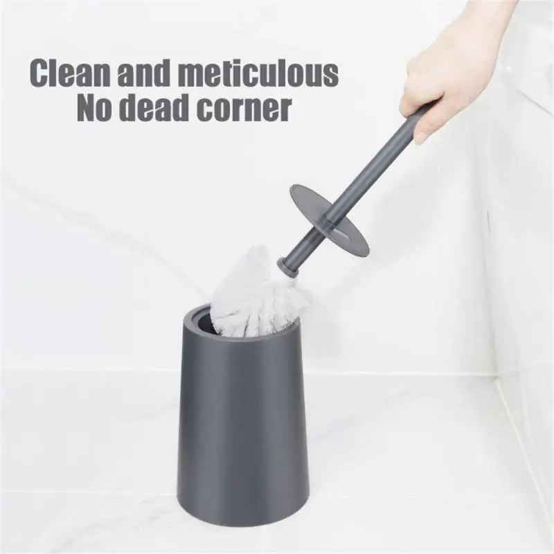 Toilet Brush with Base Modern Design Black Toilet Brush with Lid Cleaning Brush Set Cleaning Supplies Bathroom Accessories