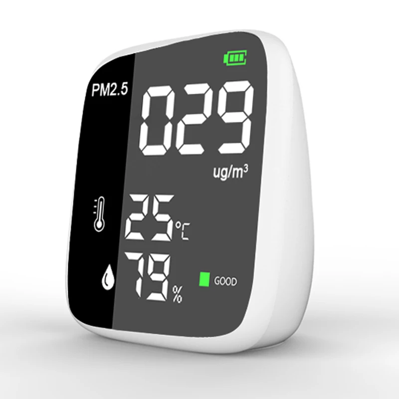 PM2.5 Multi-Gas Detector Portable LED Display Temperature and Humidity Sensor Tester Home Monitoring System Multi-Gas Detector