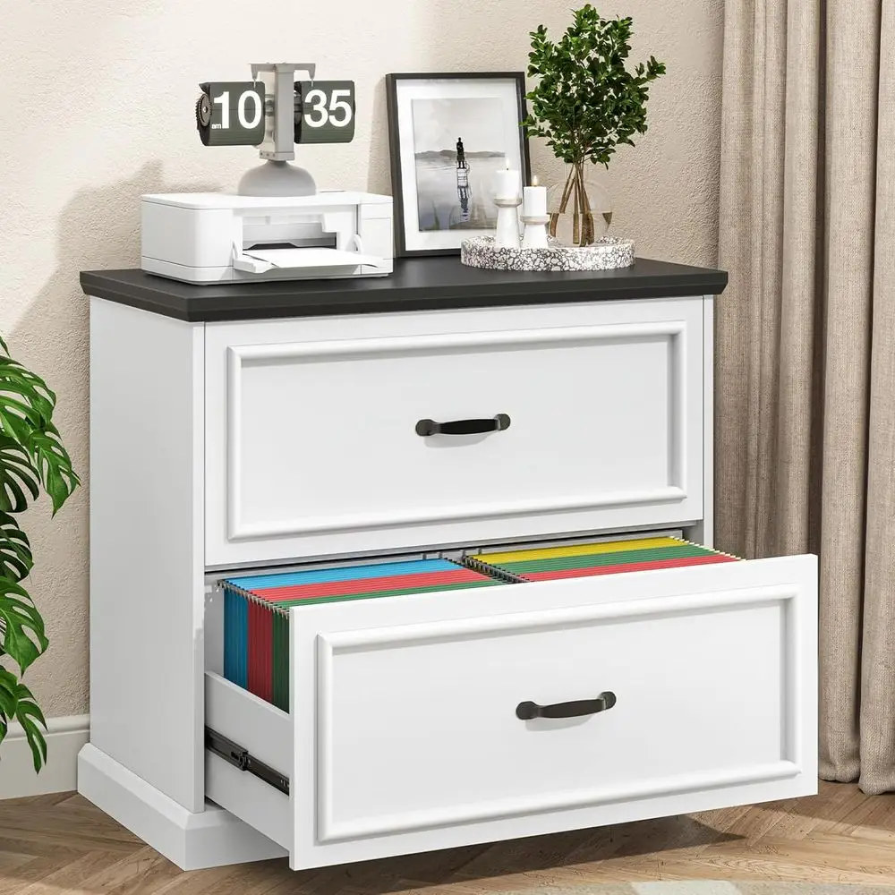 

2-Door Cabinet with Hanging File Storage for A4/Legal Documents, Printer Stand, Suitable for Home Office, Available in White and