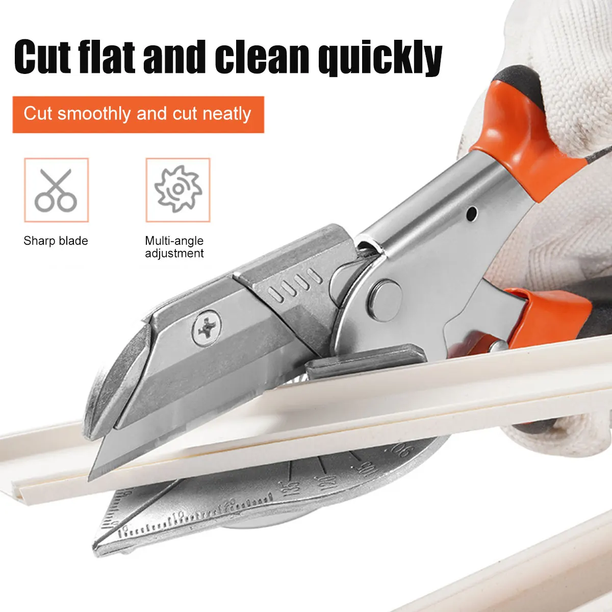 Miter Shears Adjustable 45 to 135 Degree Sharp Trunking Shears Ergonomic Multi Angle Miter Scissors with 2 Replacement Blades