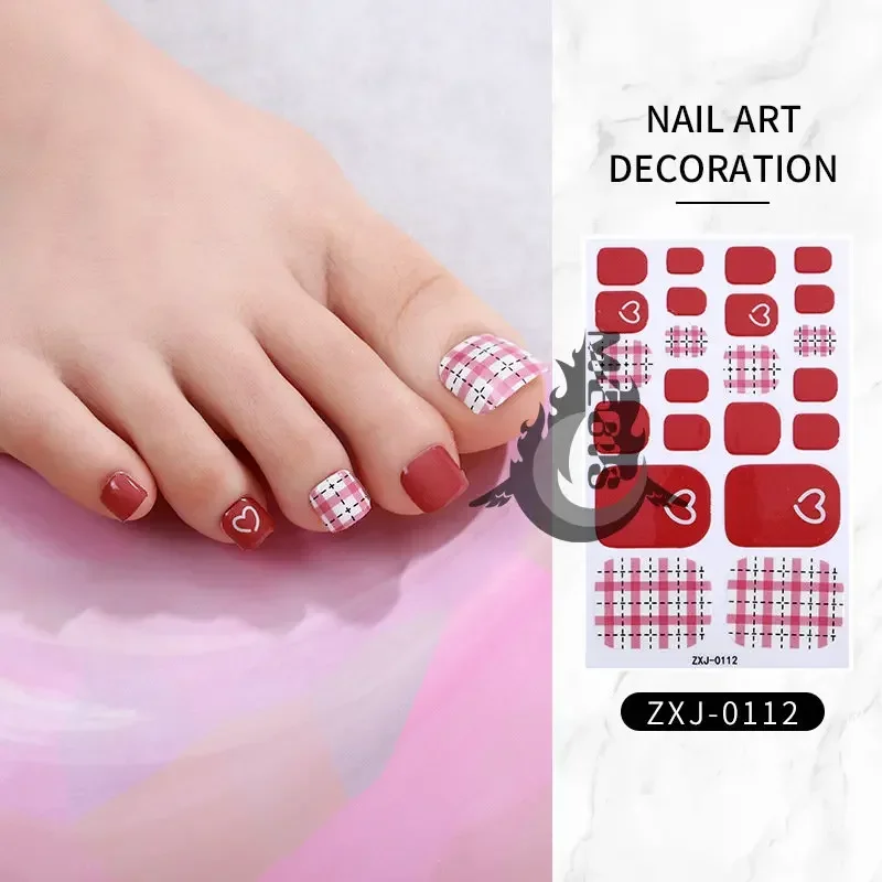 จัดส่งฟรี 22 เคล็ดลับสติกเกอร์เล็บเท้าเล็บ Glitter ฤดูร้อนสไตล์เคล็ดลับฝาครอบ Toe Nail Art Supplies เท้ารูปลอกสําหรับหญิงสาว