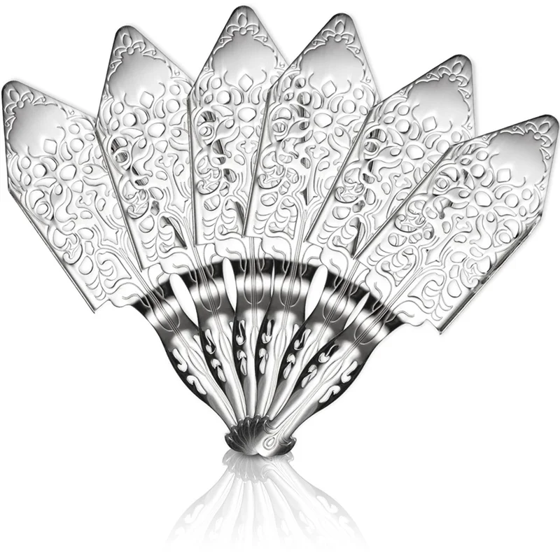 ABWR-6PCS Stainless Steel Absinthe Spoons Kit Vintage Cocktail Bar Glass Cup Drinking Filter Hollowed Out Absinthe Spoon Set