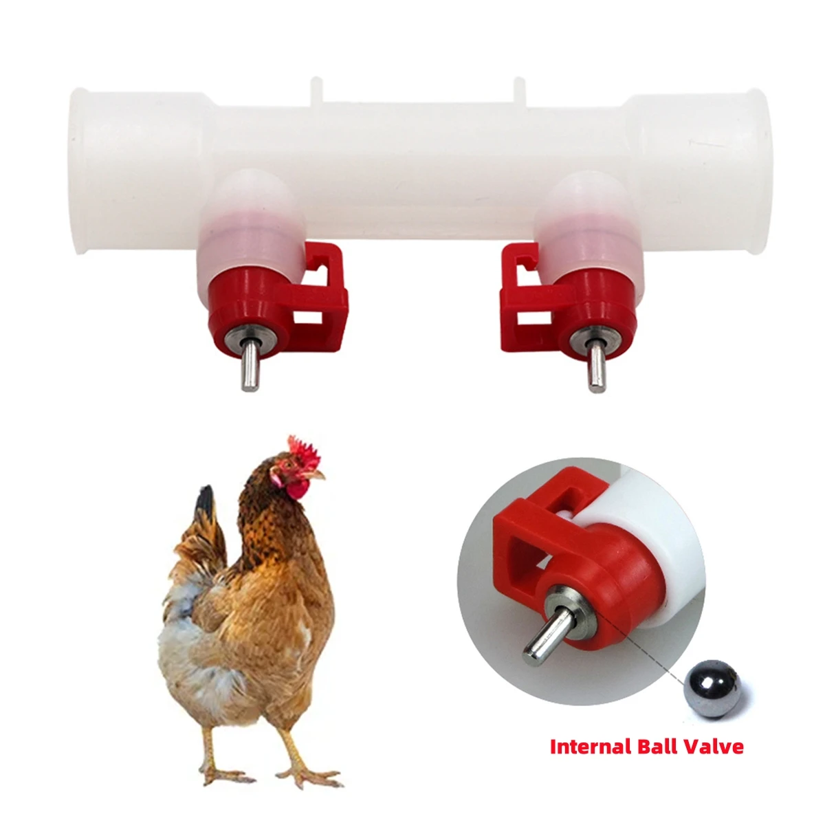 25mm Double Nipple Drinker Chicken Waterer Double Nipple Drinker Chicken Feeder Farming Equipment Double Hanging Cup Accessories