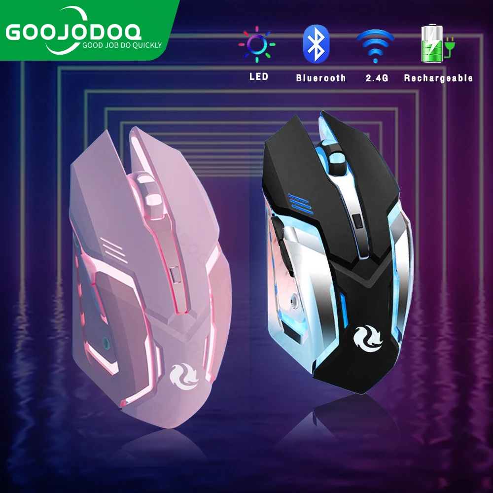 Gaming Mouse Rechargeable 2.4GWireless Bluetooth Mouse Mute Ergonomic Mouse for Computer Laptop LED Backlit Mice for IOS Android