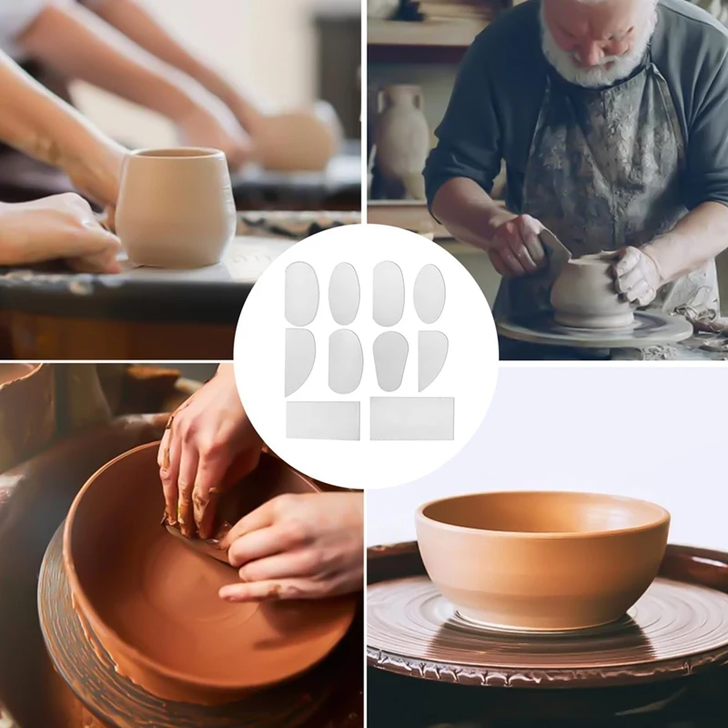 N91R-10Pcs Pottery Scraper Tool, Stainless Steel Pottery Serrated Tool For  Sculpting Shaping Smoothing Crafts