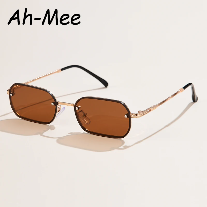 Hiking Camping Small Square Rimless Anti Light Glasses Women Brand Trending Black Glasses Female Vintage Driving Goggles Unisex