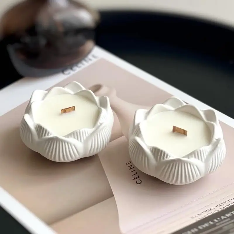 Lotus Candlestick Silicone Mold DIY Handmade Storage Box Plaster Concrete Resin Candle Holder Craft Casting Molds Home Decor