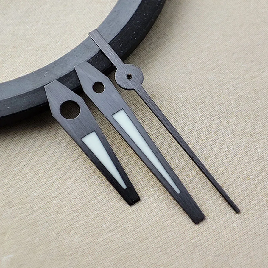 Manecillas luminosas verdes NH35, pistola de plata cepillada, manecillas de oro negro, accesorios de reloj para movimiento NH34 NH35 NH36 4R 7S