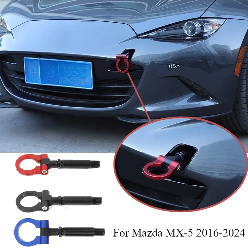 For Mazda MX-5 Miata ND 2016-2025 Aluminum Alloy Red Car Forward Trailer Hook Tow Ring Bumper Tow Hook Trim Car Accessories