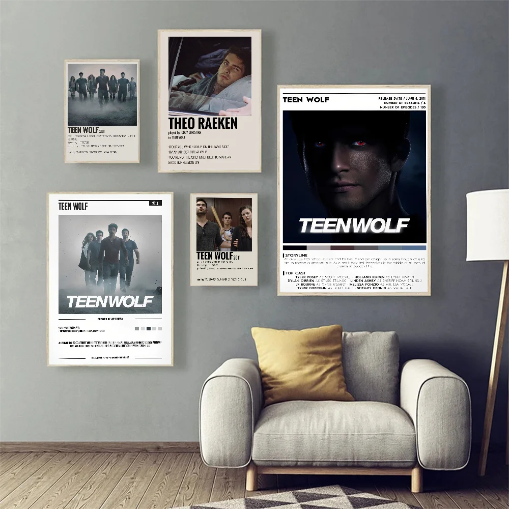 ملصق فني ذاتي اللصق لفيلم الذئب في سن المراهقة ، مطبوعات ورقة بيضاء ، أعمال فنية ، ديكور منزلي