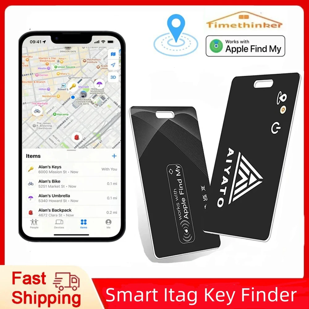 

AIYATO Беспроводная Airtag, кошелек, локатор карты, зарядка, GPS-трекер, смарт-метка Airtag, работает с Apple Find My APP Air бирки для IOS