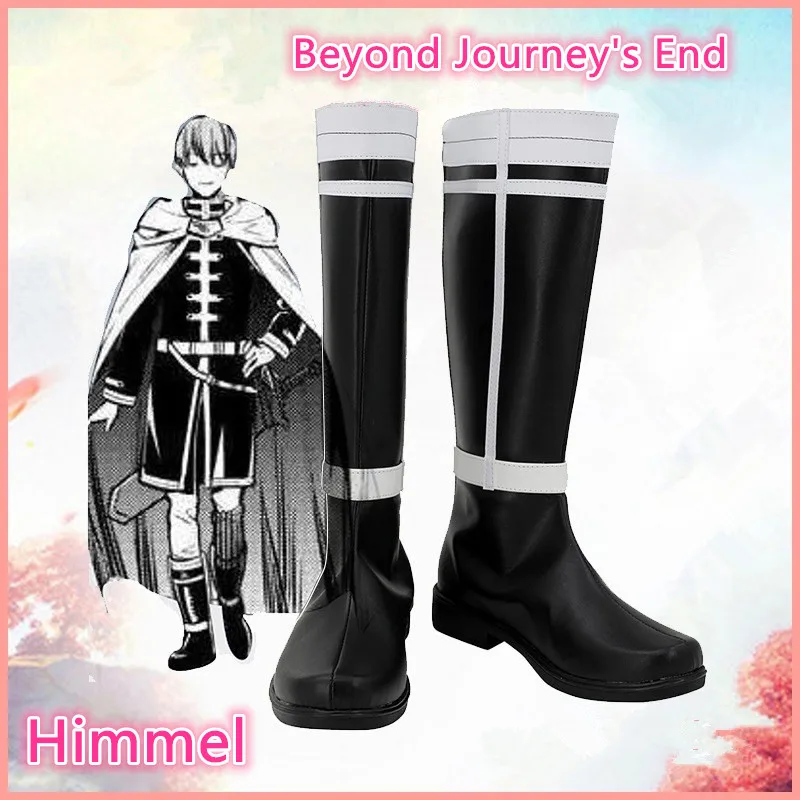 

JP ANIME Beyond Journey's End Himmel Cosplay Black Boots Faux Leather Shoes