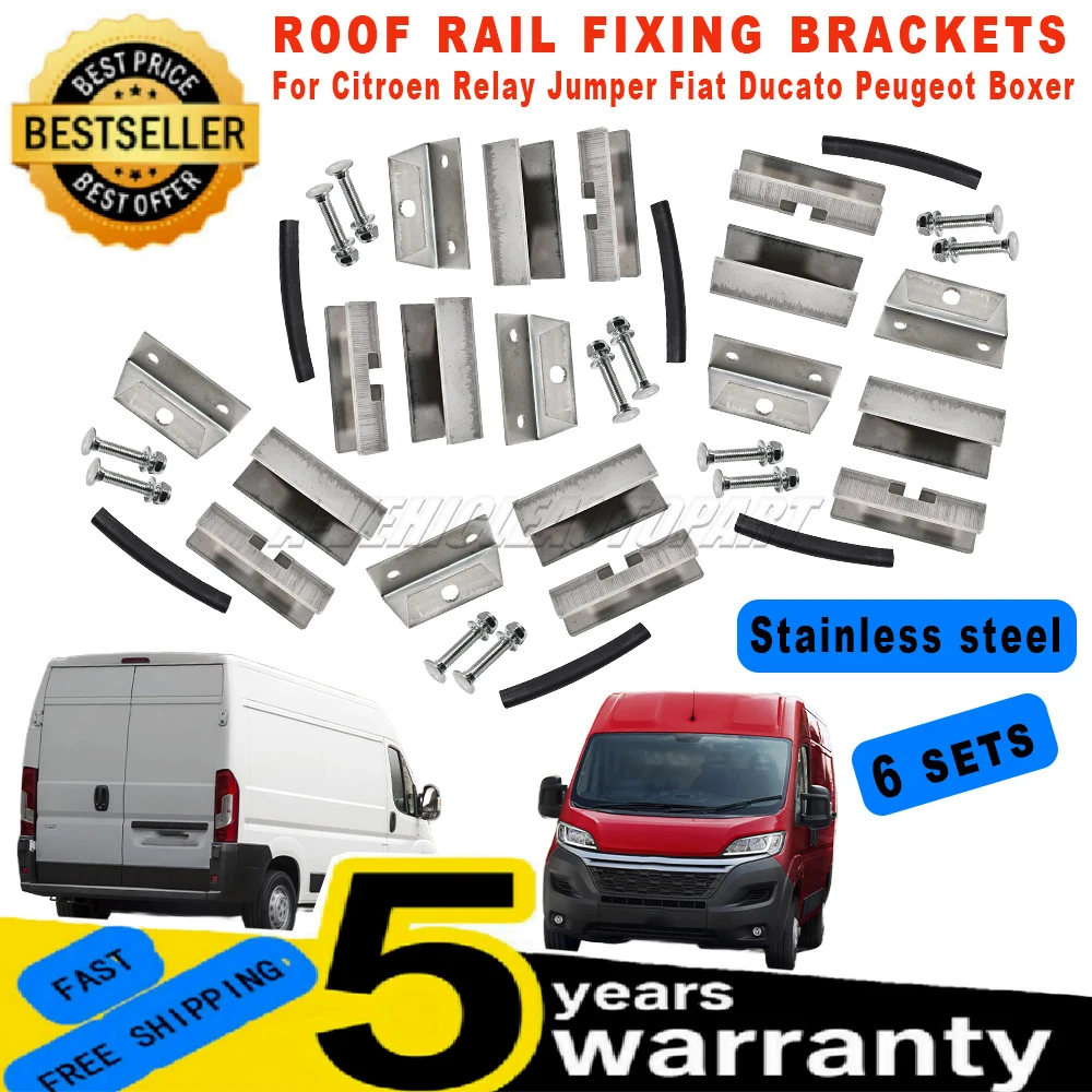 New stainless steel For Citroen Relay Jumper Fiat Ducato Peugeot Boxer photovoltaic roof rail fixing bracket kit car accessories