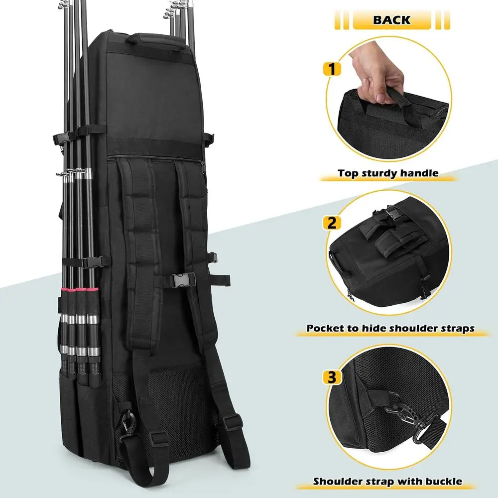 Fishing Backpack with 8-Rod Capacity, Tackle Bag, Gear Storage, and Tactical Molle System image 11