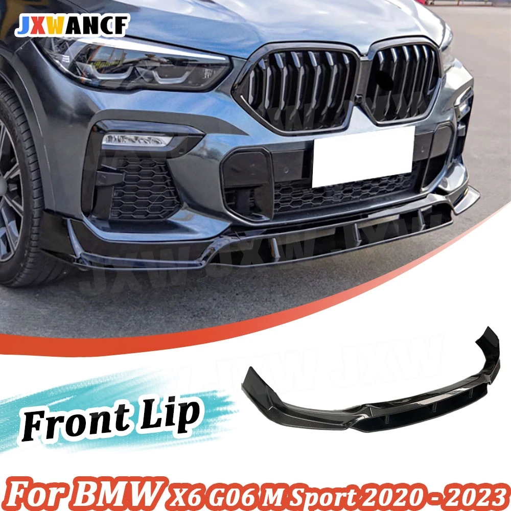 

JXWANCF Carbon fiber Front Bumper Lip spoiler Body Kit for BMW X6 G06 M Sport 2020-2023 Head Bumper Decoration Gloss Black