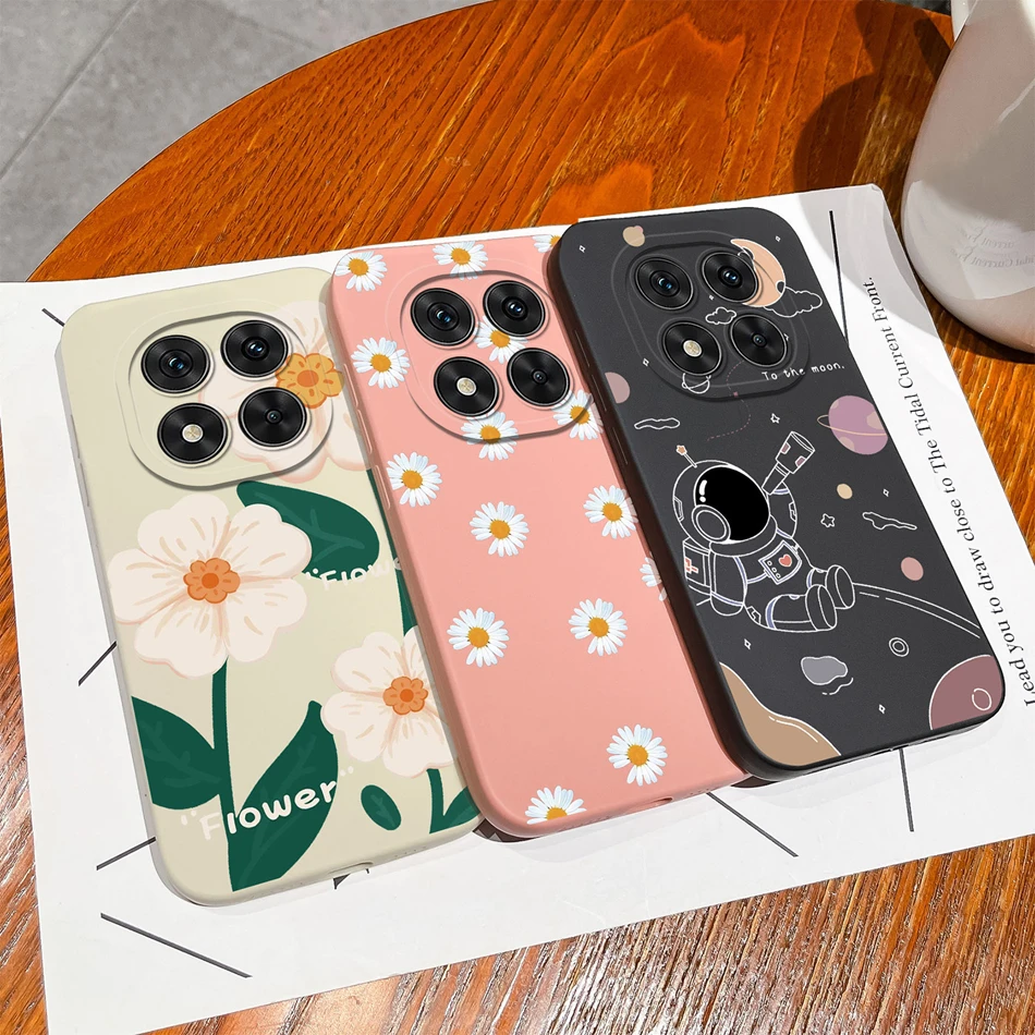Flower Case For Xiaomi Redmi Note 14 Pro Plus Cover Liquid Silicone Full Protection Back Covers For Redmi Note14 14Pro Phone Bag