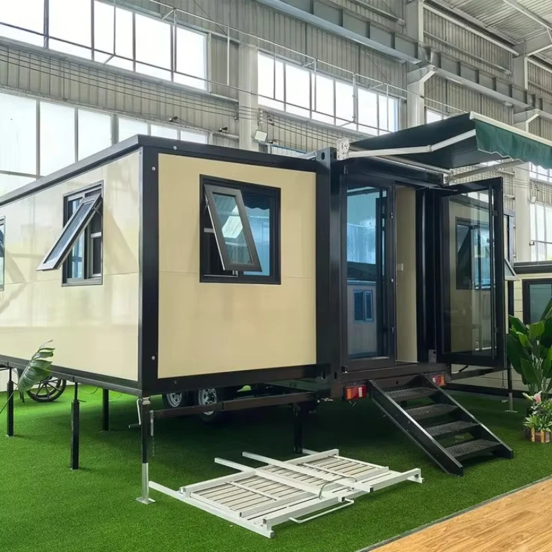Insulated Container House 20/30/40ft Expandable Folding Cabin 3 Bed 2 Bath Living Room Balcony Fire Retardant Steel