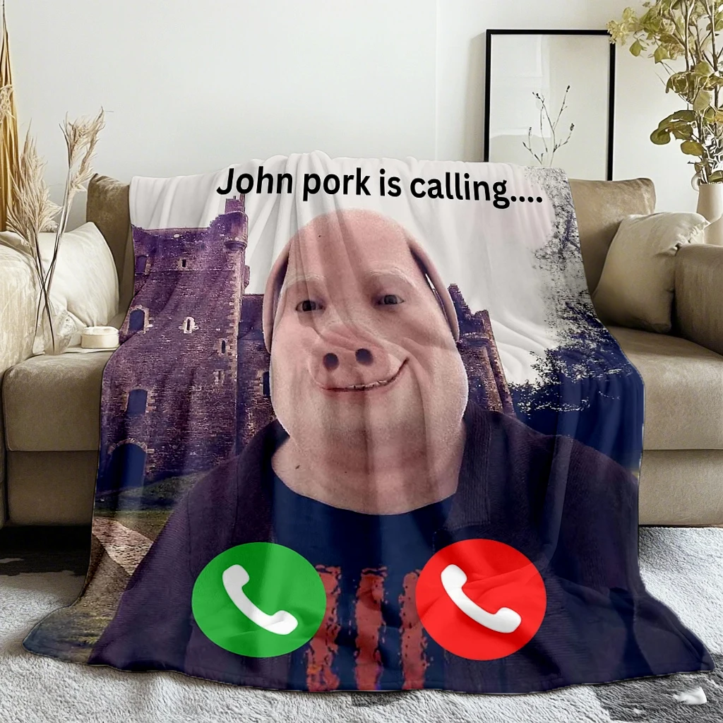 

John Pork Is Call Тонкое одеяло с принтом, аксессуары, домашние одеяла, фланелевое покрывало для дивана, кровати, путешествий, кемпинга, гостиной, офиса