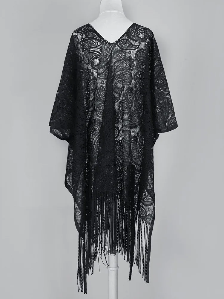 Zomer Cover Ups Vrouwen Badpak Lange Mouw Gewaden Badpak 2023 Nieuwe Zwarte Strand Vakantie Midi Jurken Cover-Up