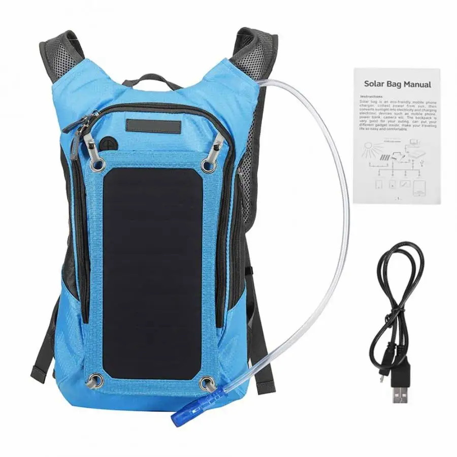 

Solar Backpack 6.5W Solar Panel Charging Treasure with 2L Water Bag for Outdoor Cycling Travelling Fishing Emergency Charging