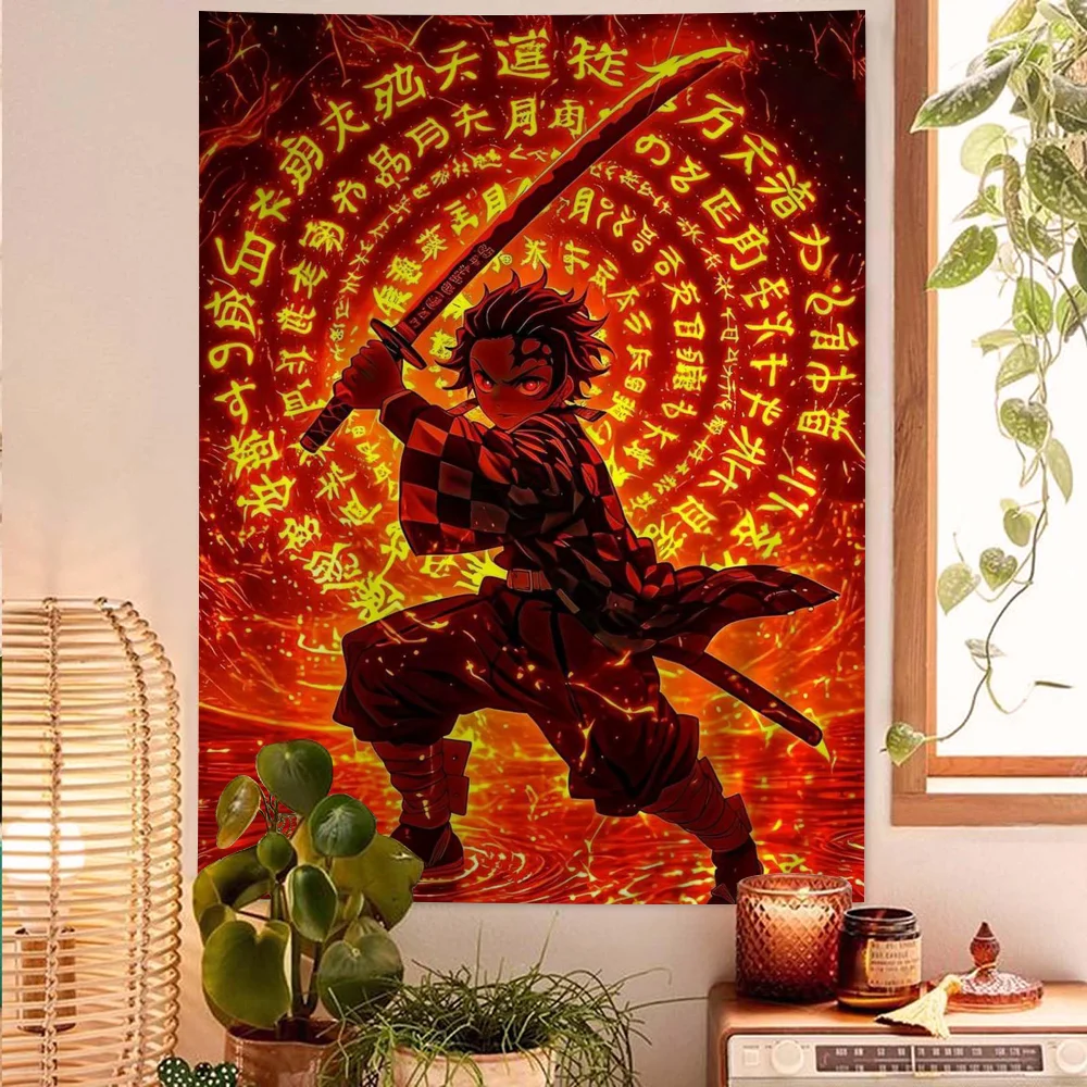 D-Demon S-Slayer Comics Cartoon Tapestry Art Science Fiction Room Home Decor Wall Hanging Sheets