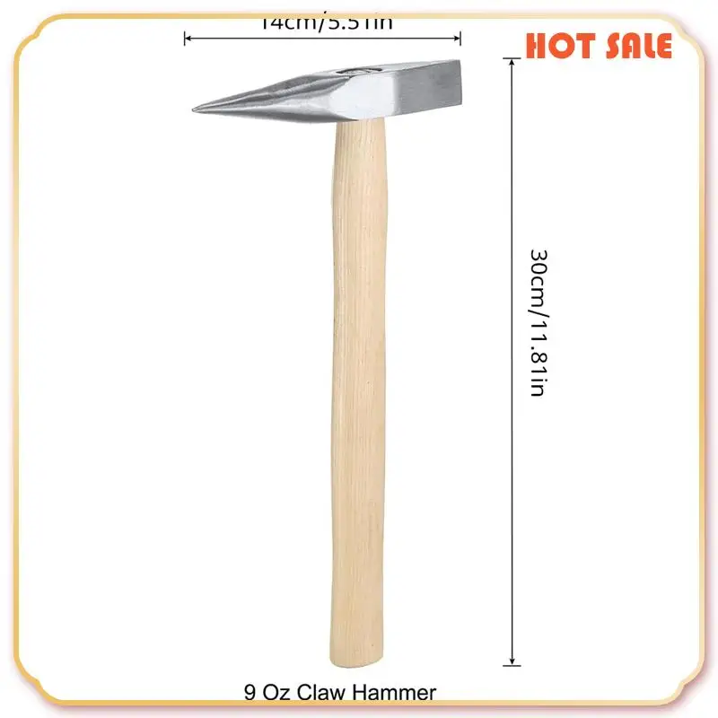 ABFA 2 Pcs 9 Oz Welding Chipping Hammer Steel Tack-Hammer Electrician's Hammer With Wooden Handle For Removing Repairing