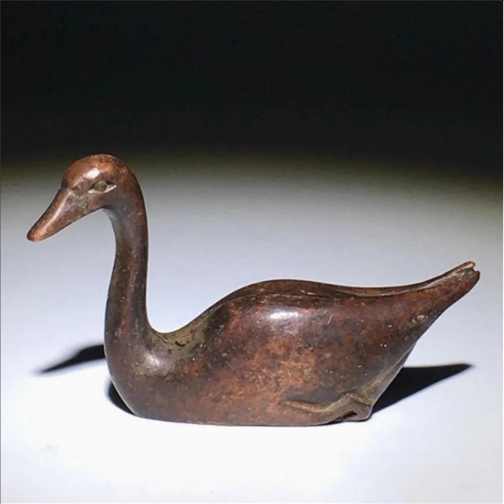 Little Swan Old Copper Solid Pen Holder Tea Pet Home Desktop Decoration Small Ornament