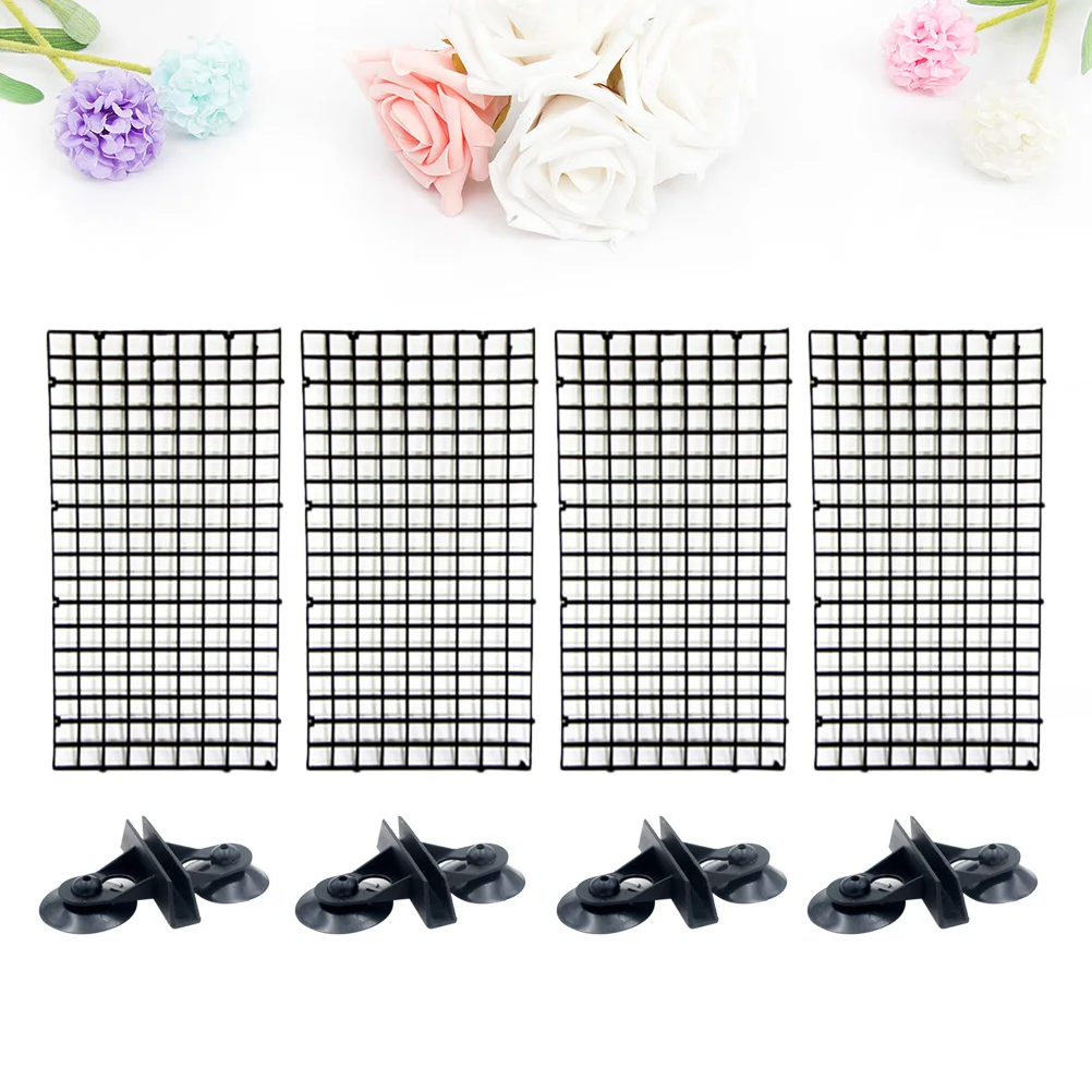 

1 Set Aquarium Isolation Panel Lattice Plate Can Be Spliced Aquarium Supplies (Black 30x15cm 4pcs + Black Suction Cup 4pcs)