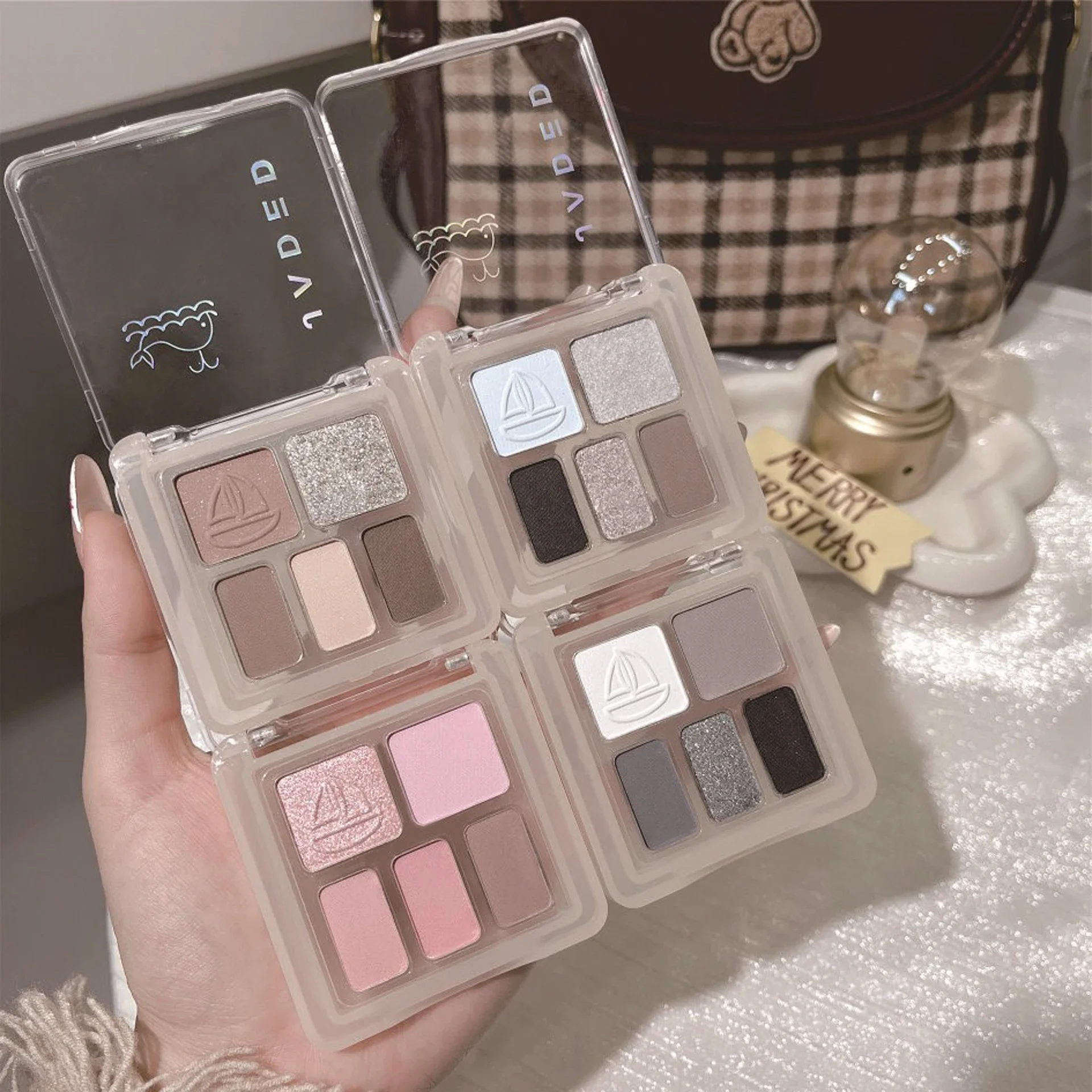 Mini paleta de sombra de ojos de 5 colores, brillo mate de baja saturación, Color marrón tierra, pigmento nacarado, sombra de ojos, maquillaje de ojos duradero