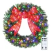 HOMCOM 48in Flocked Pre-Lit Artificial Christmas Wreath with 3D Red Bow 1