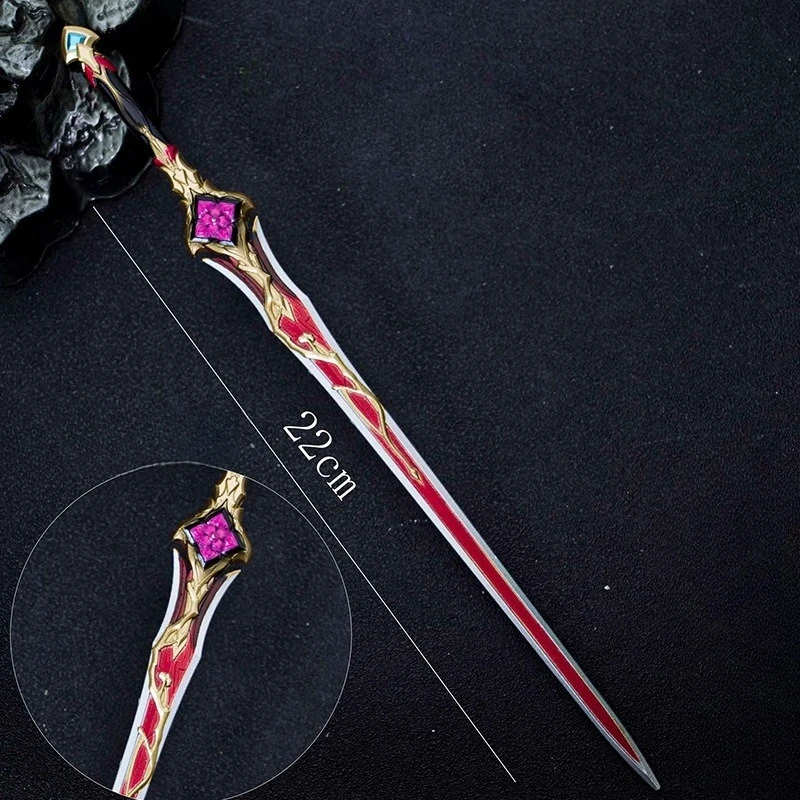22 cm/8.66in Anime Game Perifere Sanqi Zwaard Metalen Model Legering Ornament Ongesneden Desktop Display Collectie Verjaardagscadeau voor Jongen