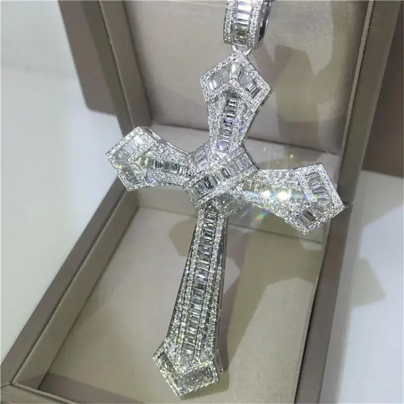 2026 Multicolour Iced Out Bling 5A CZ Classic Cross Pendant Hip Hop Women Men Colorful Zirconia Necklace Jewelry