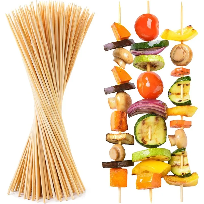 450/90pcs Bamboo Skewer Sticks Sturdy Disposable Barbecue Fruit Natural Wood Sticks For BBQ Party Buffet Food Tools Accessories