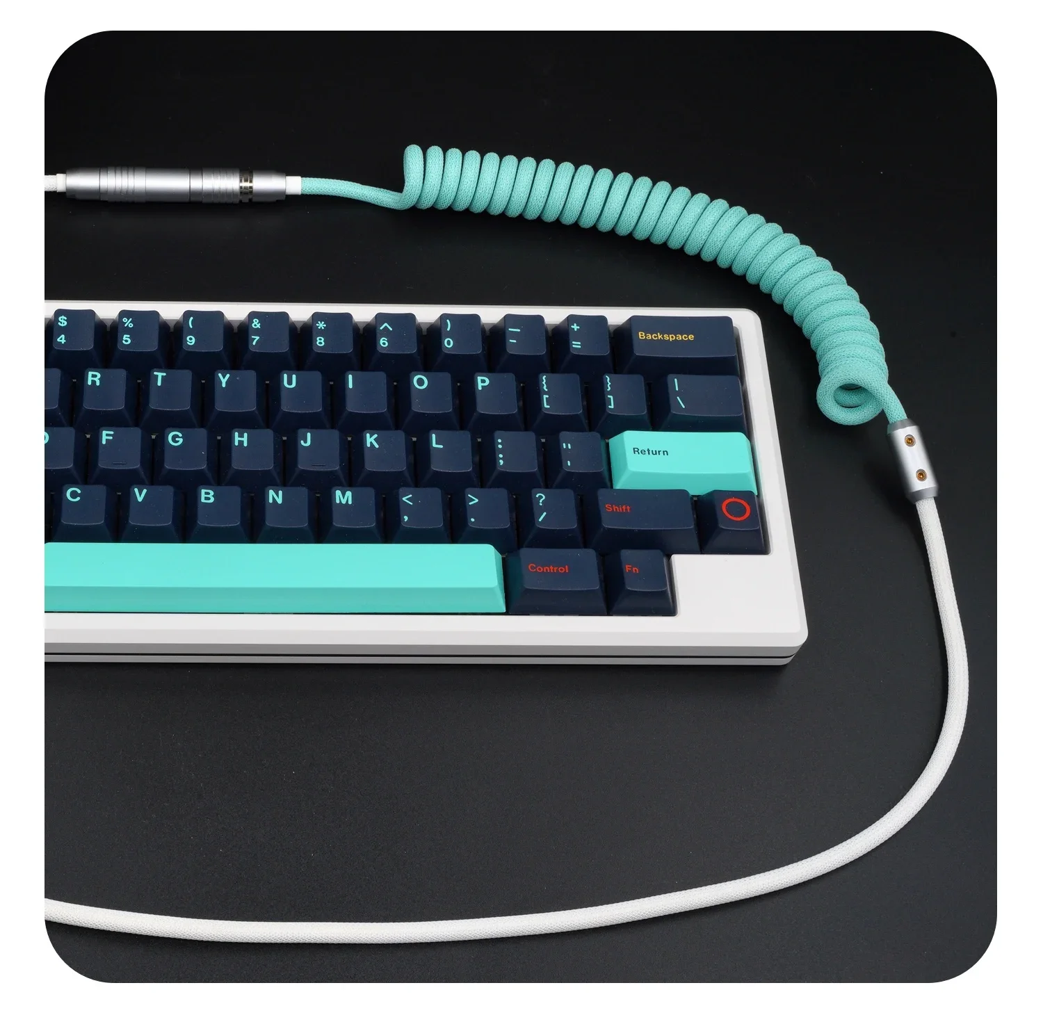 GeekCable Handmade Custom Keyboard Data Cable GMK Theme SP Keycap Line Tiffany + White