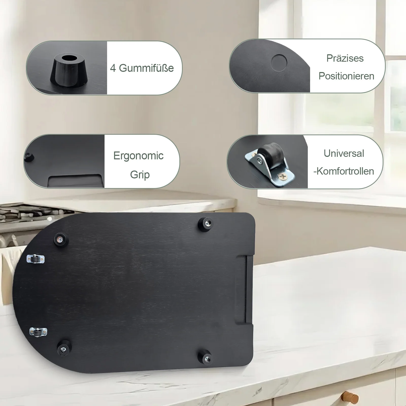 Thermomix TM7 Sliding Board with Wheels:Easy-Move Base Glider with Finger Grip Notch&Stable Rubber Base,Protects TM7&Countertops image 3