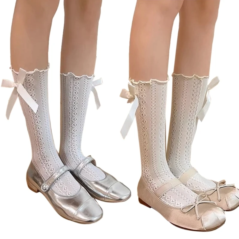 

Women Socks Lolitas Lace Ruffle Frilly Sock Bows Ankle Socks Calf Sock