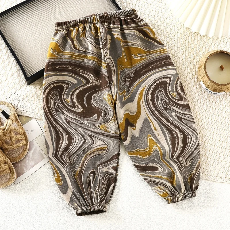 Niños, niñas, bebés, pantalones frescos de verano, pantalones casuales, nuevo producto 2025, pantalones deportivos de secado rápido de seda helada antimosquitos de verano