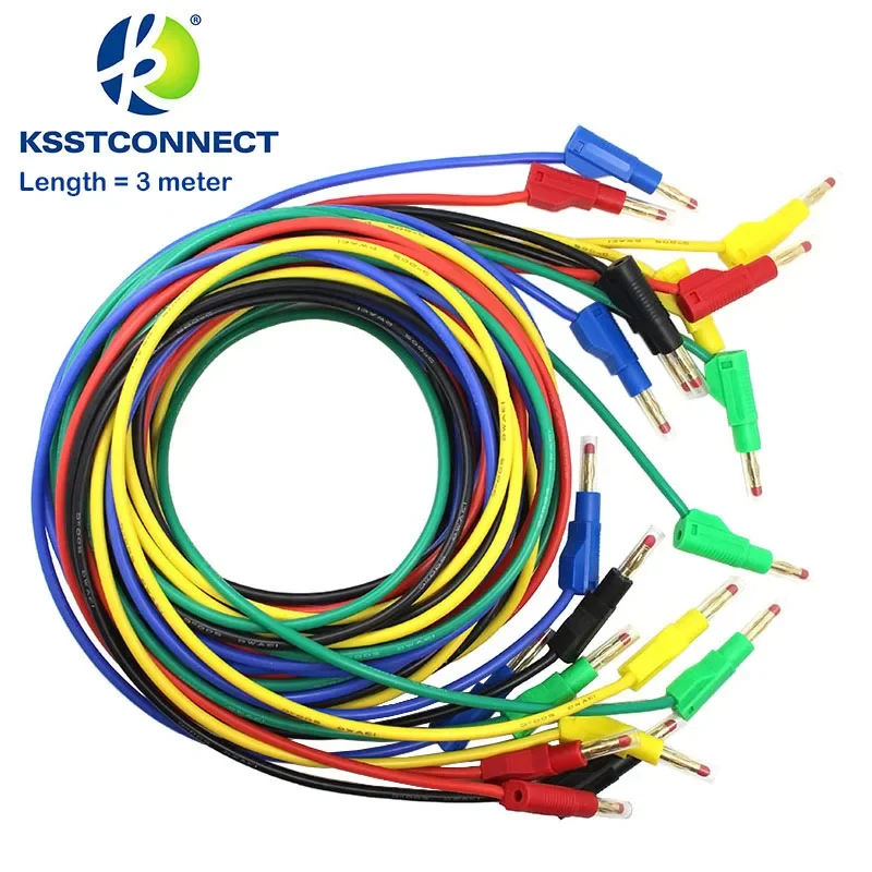 TL470G 5 sztuk L = 3M wysoka elastyczność silikonowe przewody pomiarowe z 32A 600V chowany wieżowych 4mm wtyczka bananowa typu lutowania