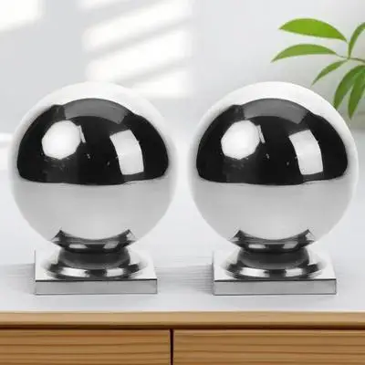 2Pcs Stainless Steel Fence Post Caps Connected Ball Dome Post Protector Decorative Cover for Garden Patio Railing