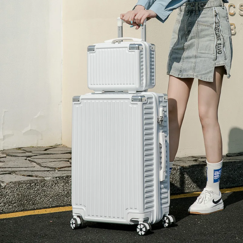 College Student Zipper Trolley Case ABS+PC Aluminum Frame Luggage Ultra-light Mute Universal Wheel Suitcase Mother and child box