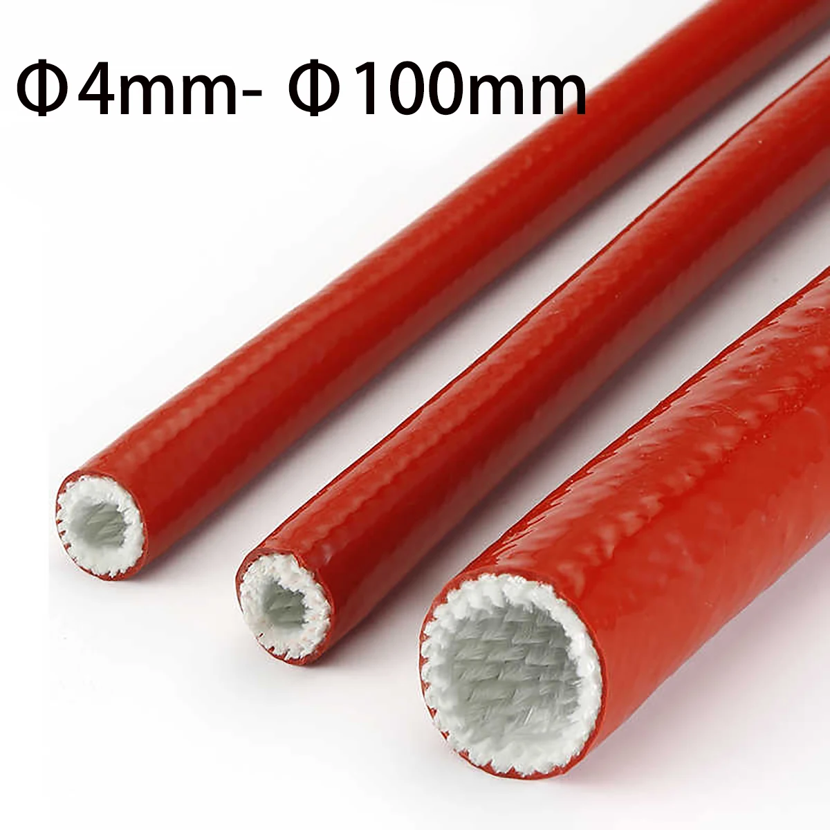 4mm-100mm High Temperature Resistant Fire Retardant Casing Pipe Silicone Fiberglass Tube Thicken Insulation Fireproof Sleeve