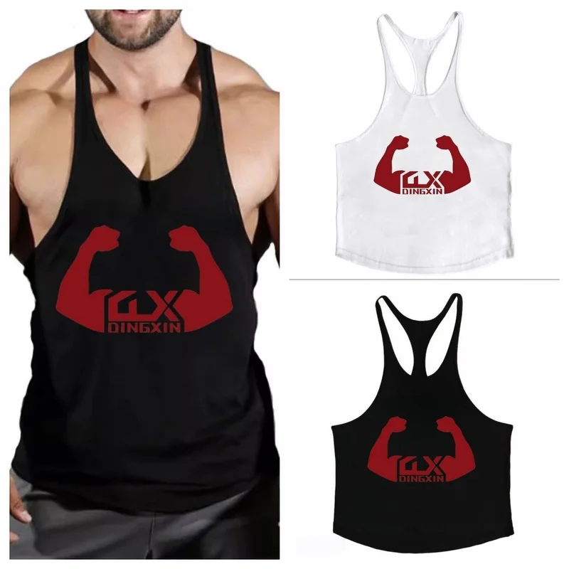 

2025 жилет для фитнеса, бодибилдинг, спортивный свободный повседневный мужской I-образный тренировочный жилет без рукавов, тренировочный внешний слинг для фитнеса