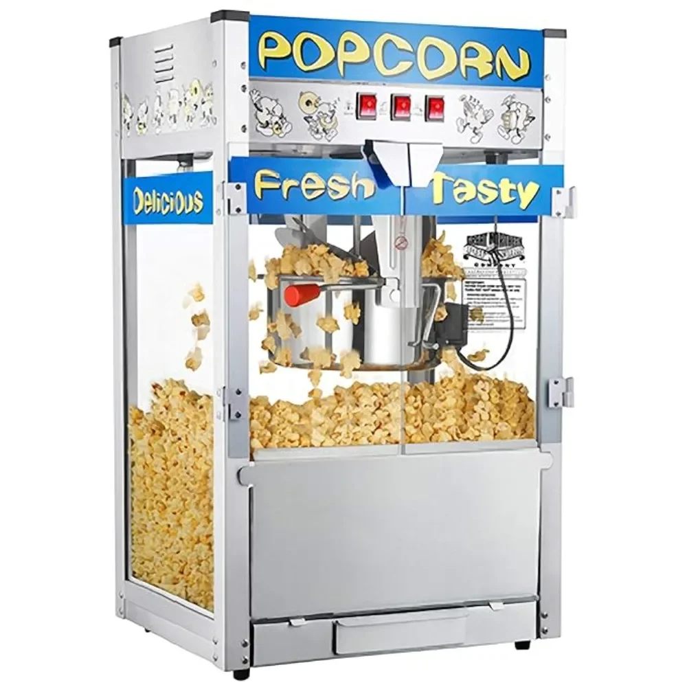 

Popcorn Maker Machine Professional Cart with 2.5 Oz Kettle Makes Up To 10 Cups Popcorn Machine