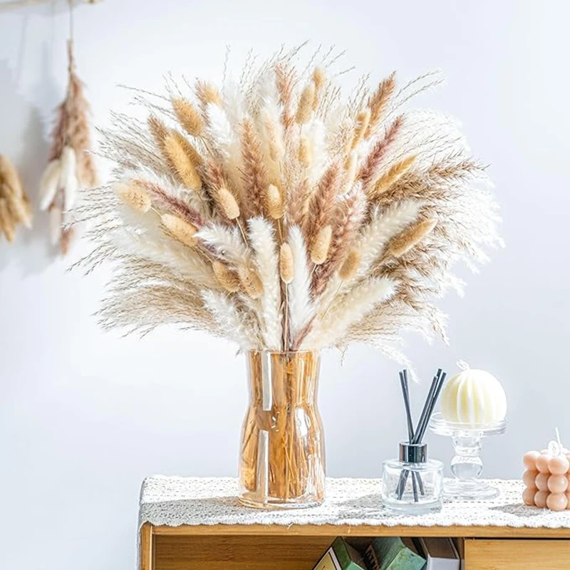 

Dried Reed Flower Bouquet Set, Whisk, Pampas Grass, Reeds, Rabbit Tail, Living Room Decoration