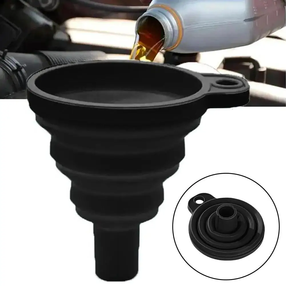 Foldable Car Funnel Silicone Collapsible Funnel Auto Engine Oil Petrol Change Funnels Household Liquid Dispensing Telescopic