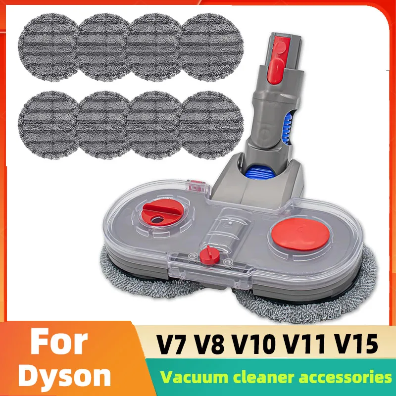 Electric Mop Head for Dyson V7V8 V10 V11V15 Vacuum Cleaner Attachment with LED Headlights Water Reservoir and Reusable Mop Pads